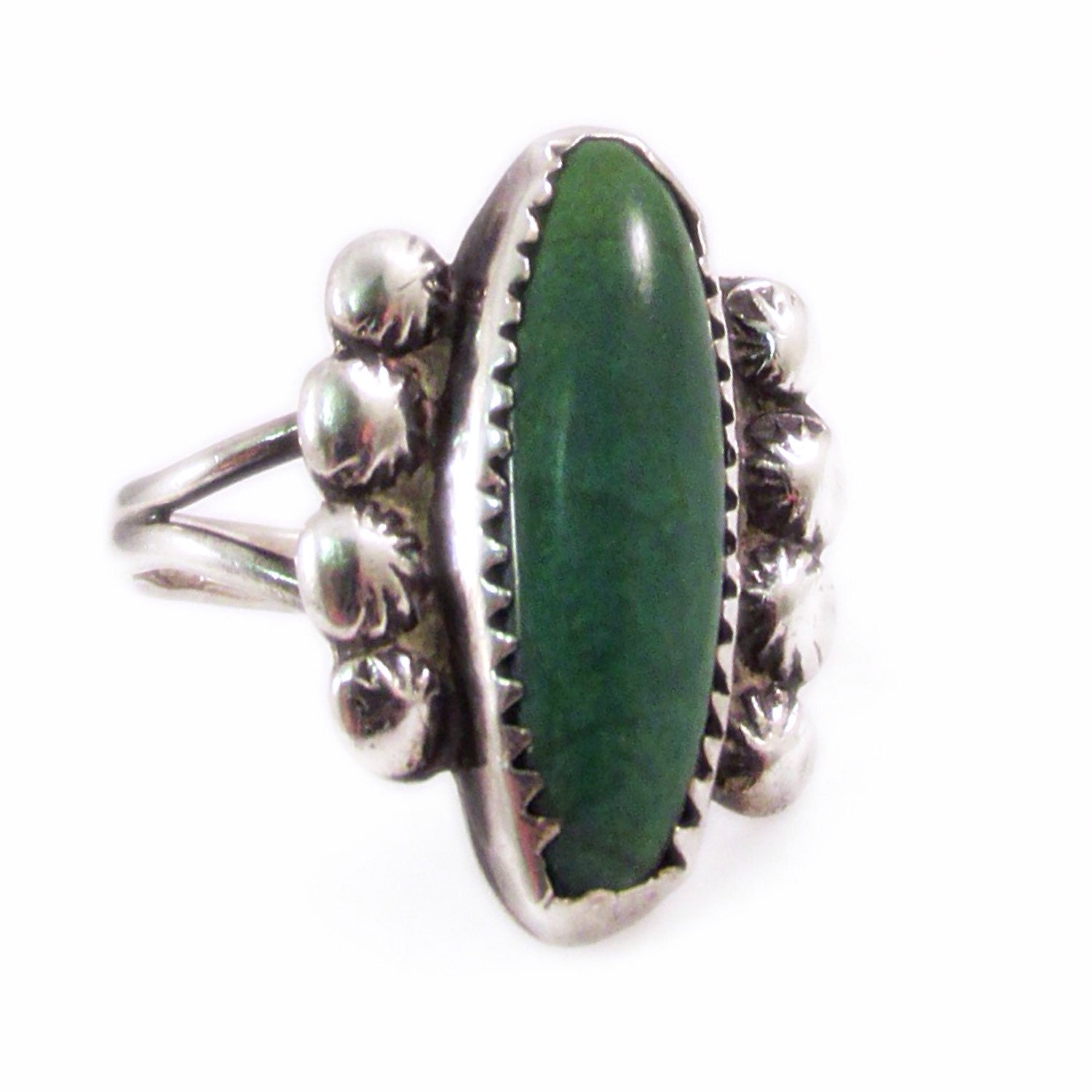 Green Turquoise and Sterling Silver Ring Size 6
