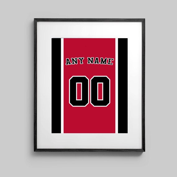 Chicago Bulls Themed Print - Jersey Design - Put ANY Name & ANY Number - Sizes - 5x7 - 8x10 - 16x20