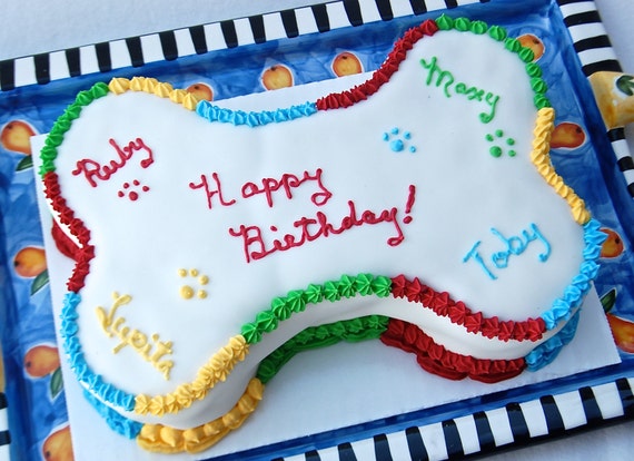 Large Nine Inch Bone Shaped Dog Birthday Cake for Dogs and