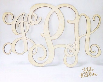 Wood Monogram wall decor 1/8 thin birch wood You choose the letters