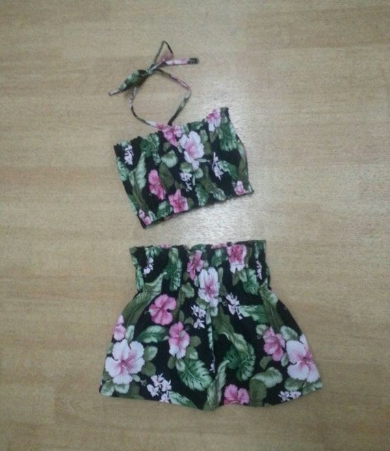 hawaiian crop top and skirt