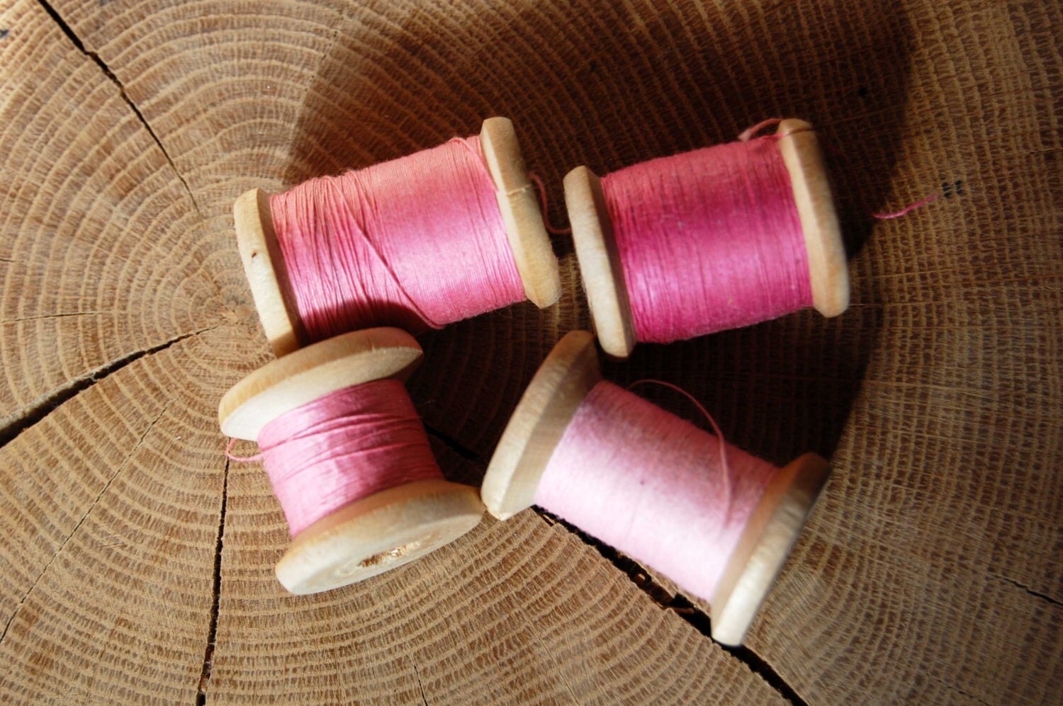 Vintage sewing thread spools Set of 4 vintage wooden thread