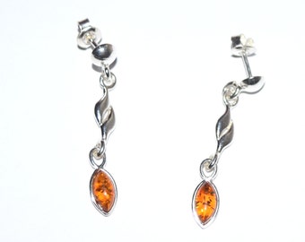 sterling silver and natural baltic amber earrings