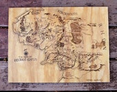 Woodburned Map of Middle Earth - LOTR