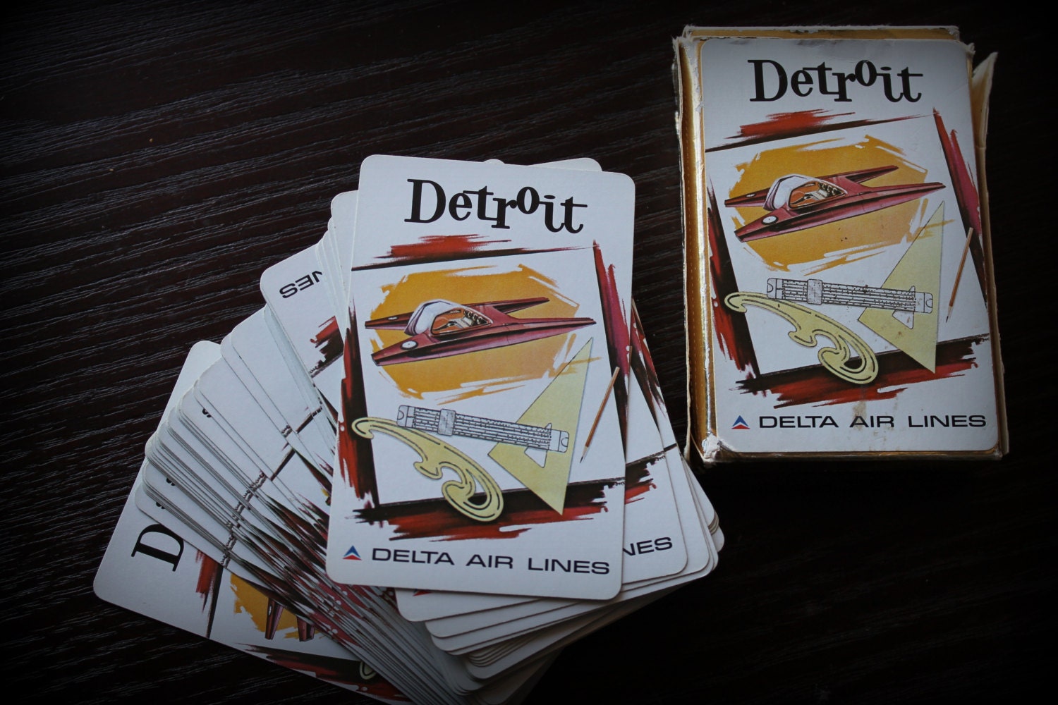 Delta Airlines Vintage DETROIT Deck Of Playing Cards Airline