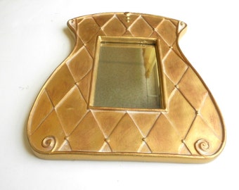 9"H, Wall Mirror, Gold Mirror, Decorative Wall Mirror, Gold Frame Mirror,Purse Design Mirror, Bathroom Mirror, , Item GLM 7008