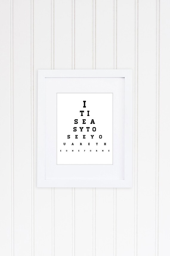 Eye Chart Art Print. Wall Art. Love Quote. 12 x by AisleAlwaysLove Eye Chart Quote Artwork