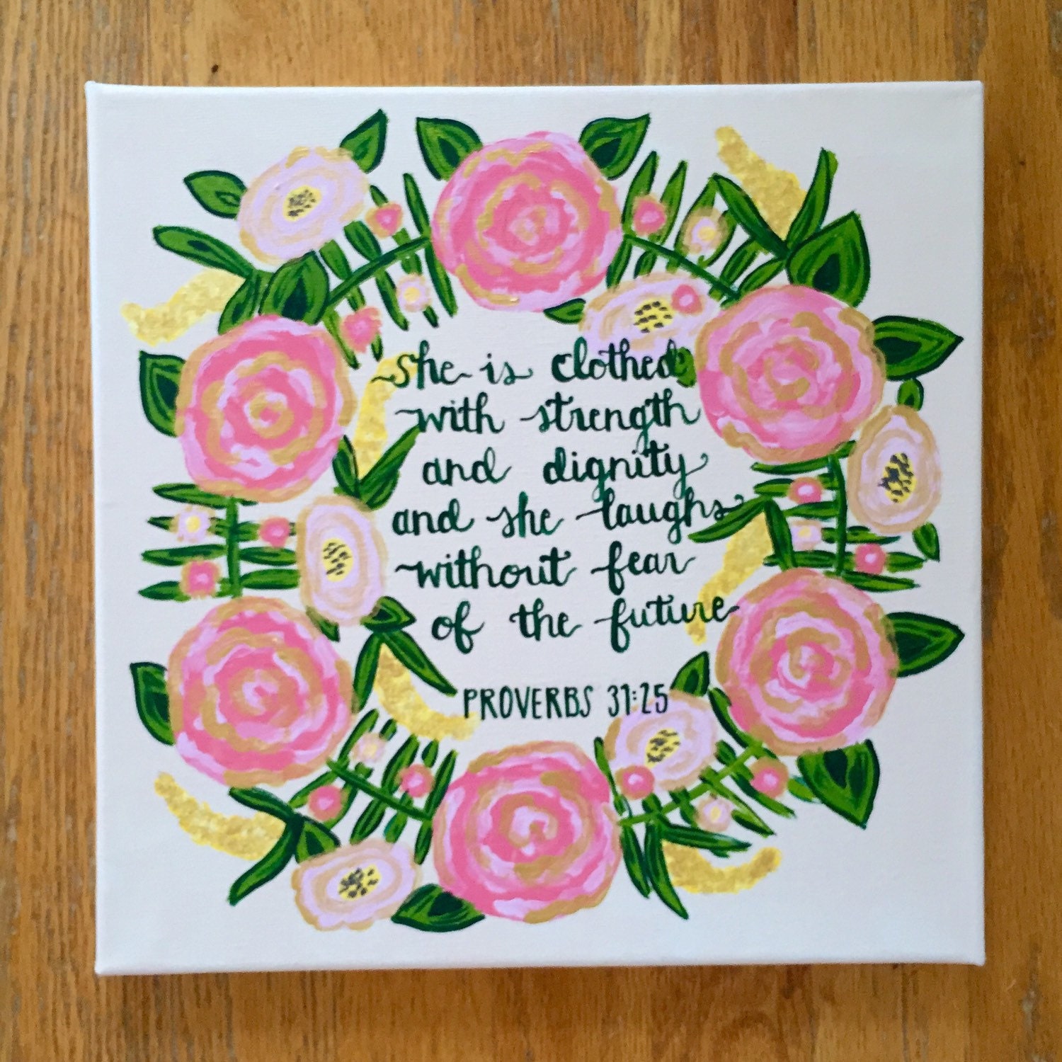 Bible Verse Floral Wreath Canvas by on Etsy