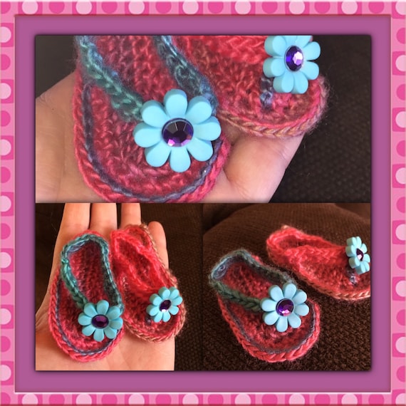 Preemie-infant size rainbow sandals by CrochetbyCiCi on Etsy