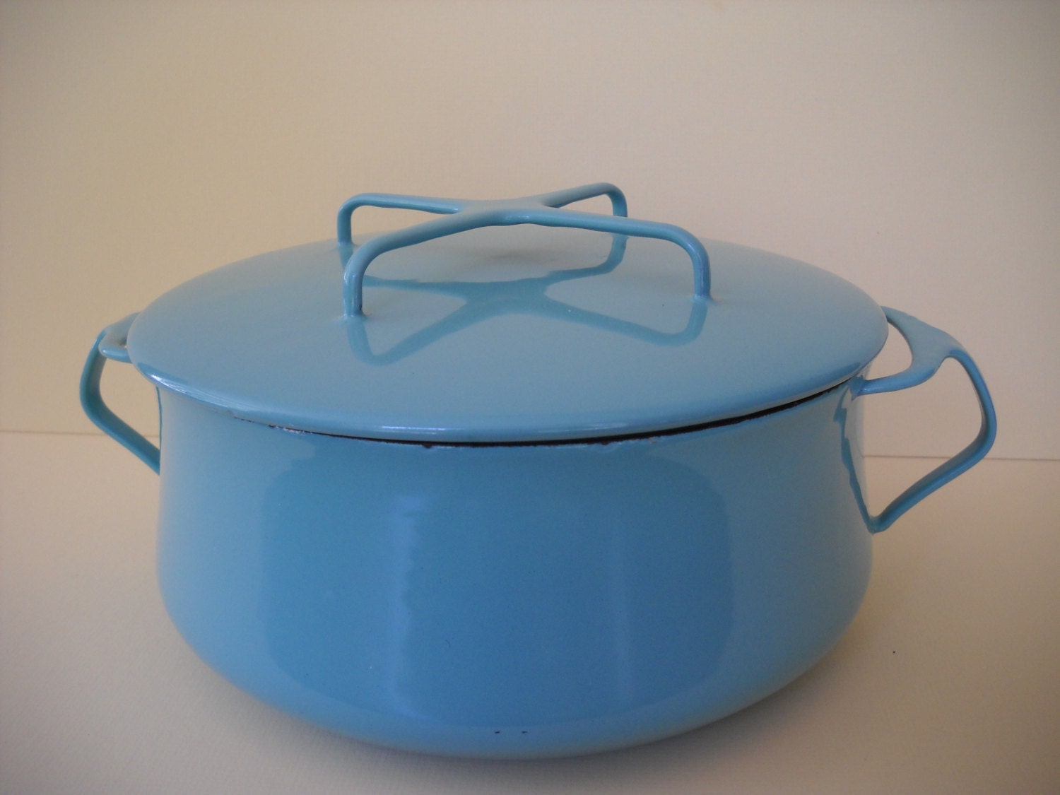 Vintage Dansk Denmark Turquoise Enamel Stock Pot Dutch Oven 4