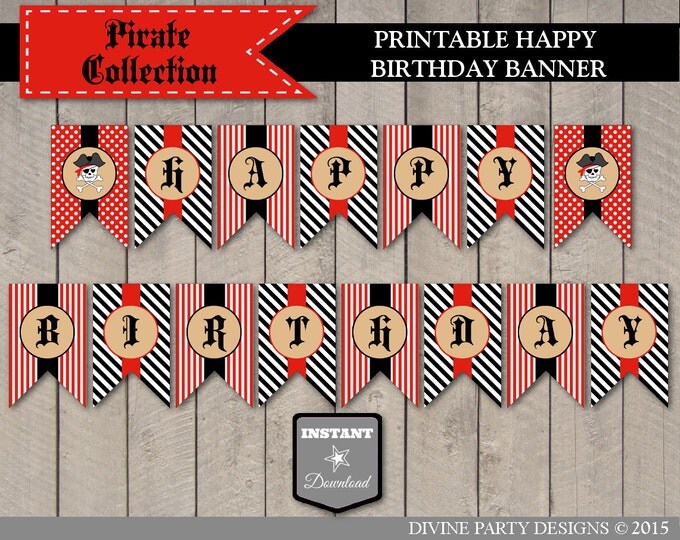 SALE INSTANT DOWNLOAD Printable Pirate Birthday Party Package / 12 Items / Boy's Birthday Party / Pirate Collection/ Item #800