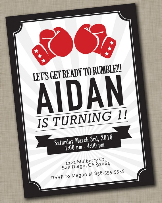 Boxing Themed Party Invitations 1