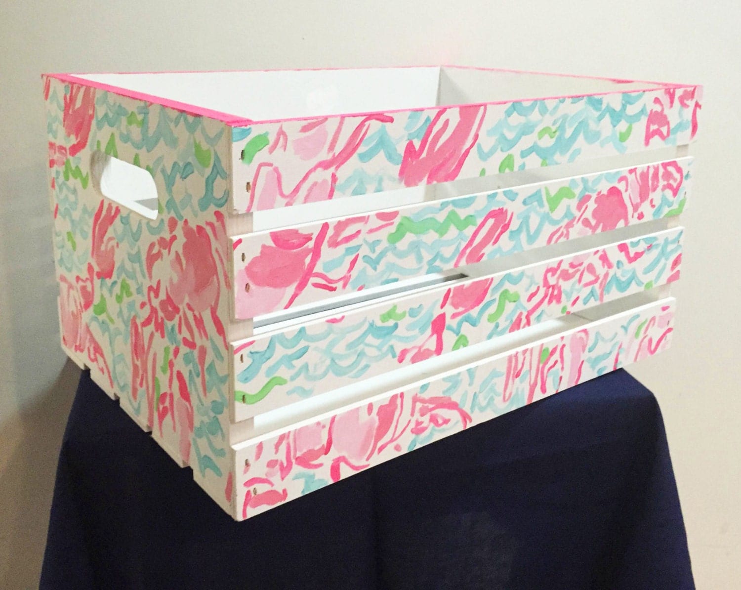 Lilly Inspired Painted Wooden Crate