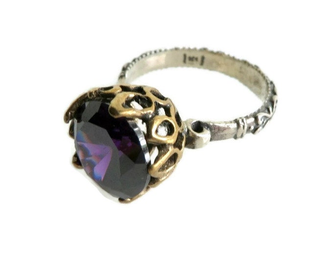 Vintage Purple Topaz Two Tone Sterling Silver Ring