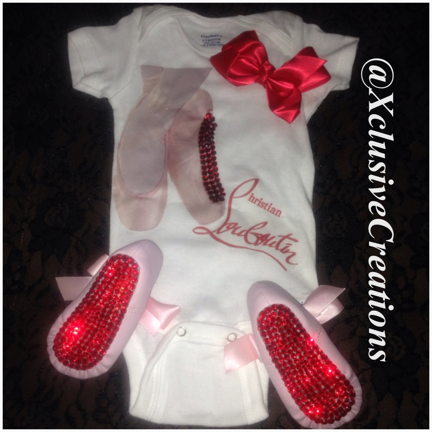 Baby Red bottoms Shoes and top