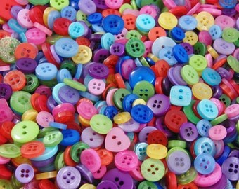 Bright Rainbow Small Mixed Buttons - Bulk/Job Lot/Scrapbooking/Card Making/Crafting