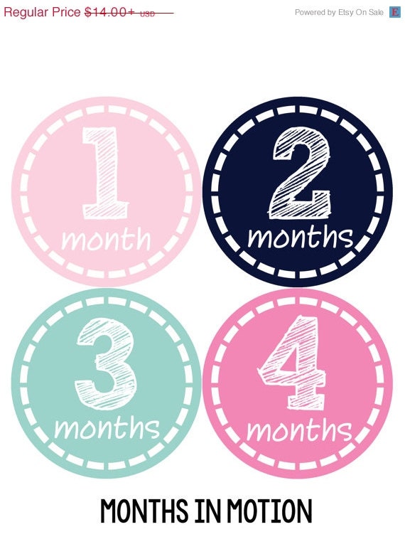 Baby Girl Month Stickers Monthly Baby Sticker by MonthsinMotion