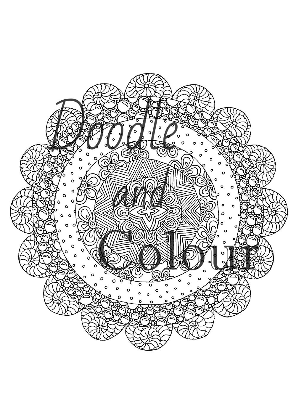 Circles Adult Colouring Page Collection 4 designs Instant