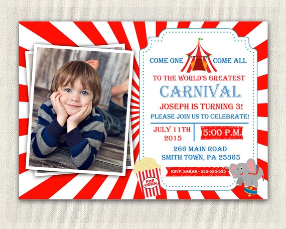 Circus Themed 1St Birthday Invitations 9