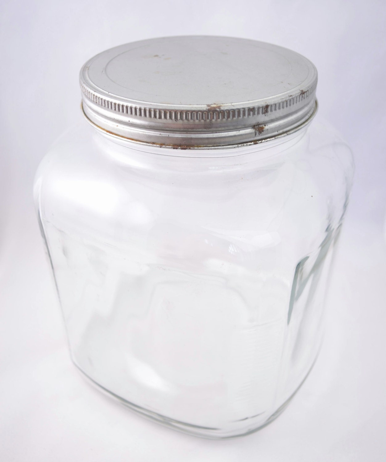 Vintage 4 Quart Glass Storage Ribbed Jar by VintageCornerBazaar