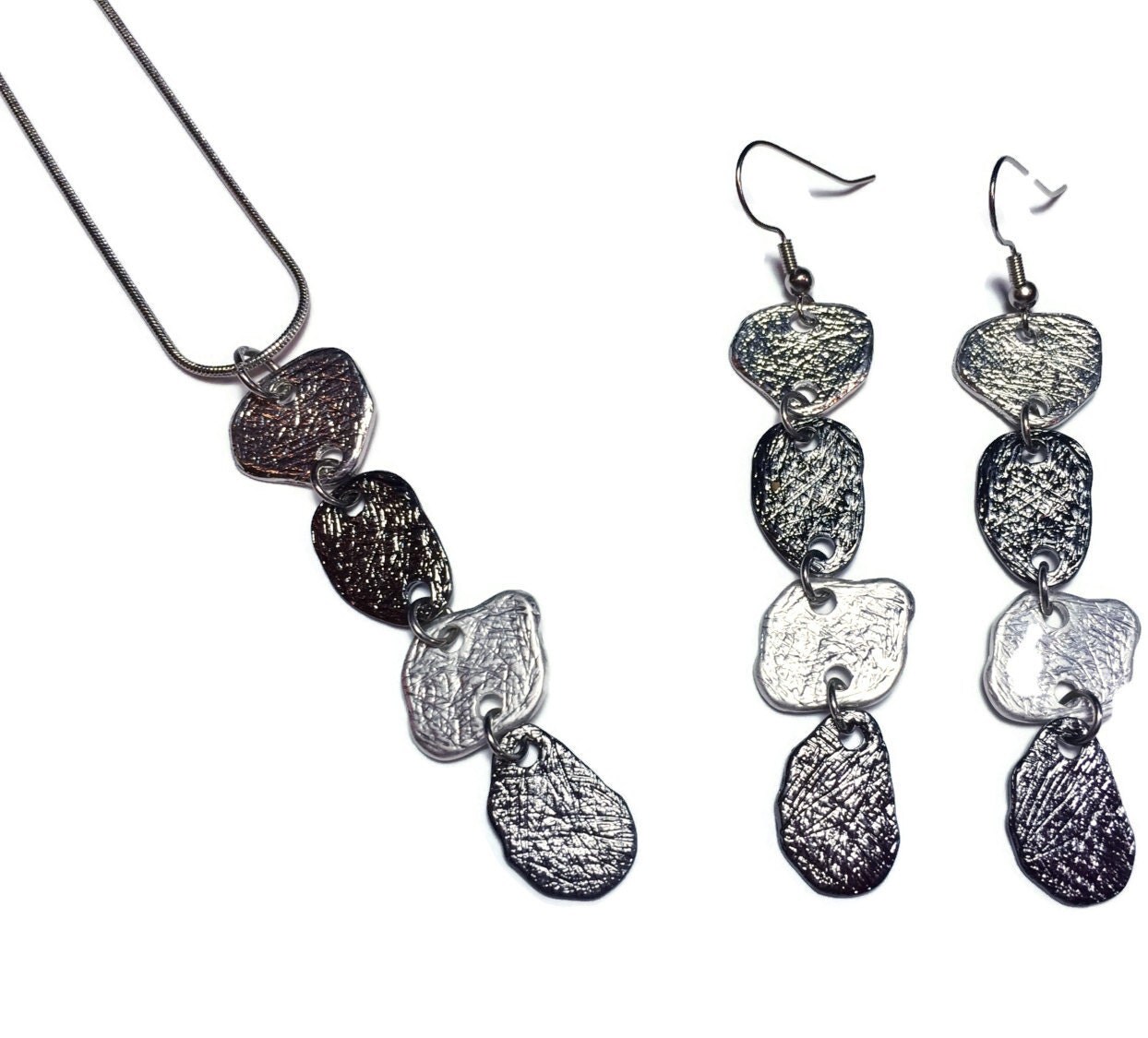 Tiered Disc Jewelry Set Gunmetal & Silver by MacyLeeJewelry