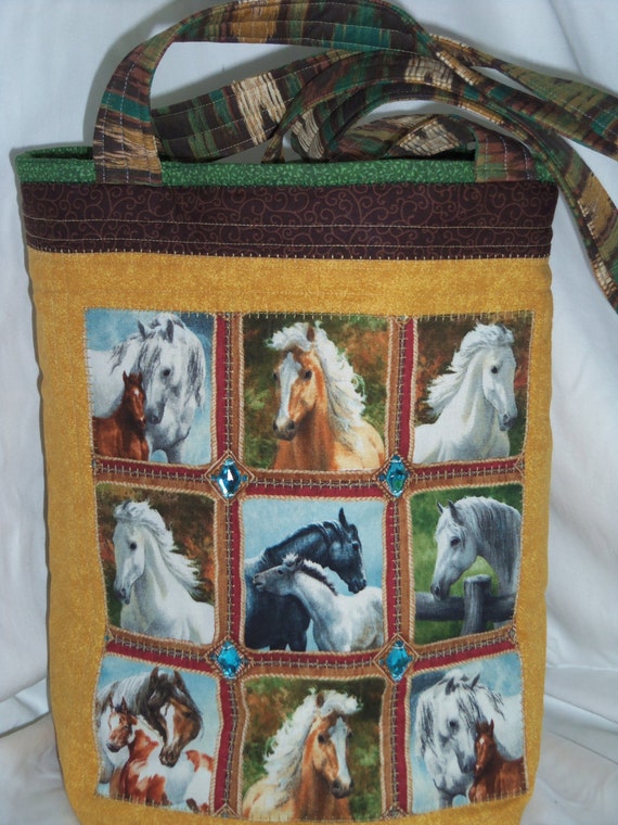 Tote Bag , HORSE PORTRAITS Quilted Carry-All , Bag , Purse , Large ...