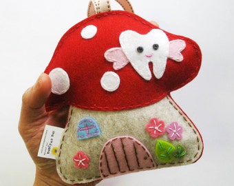 Toadstool - Tooth Fairy pillow 100% pure wool felt, Perth Australia