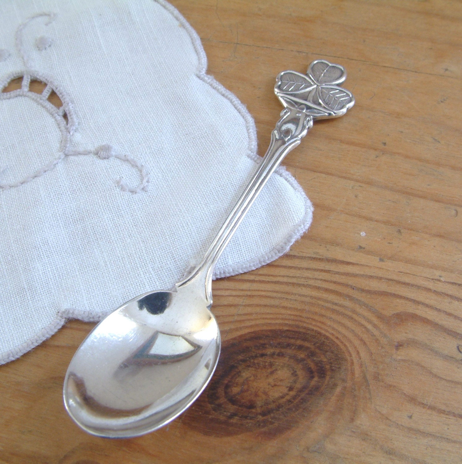 Vintage Sliver Plated teaspoon with Irish clover motif. Spoon