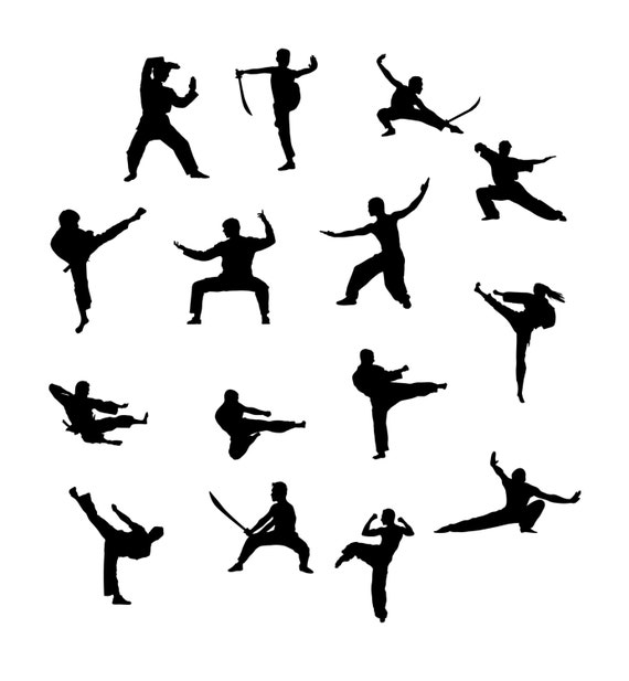 Set of 15 Martial Arts Silhouettes Vinyl Decals Easier Than