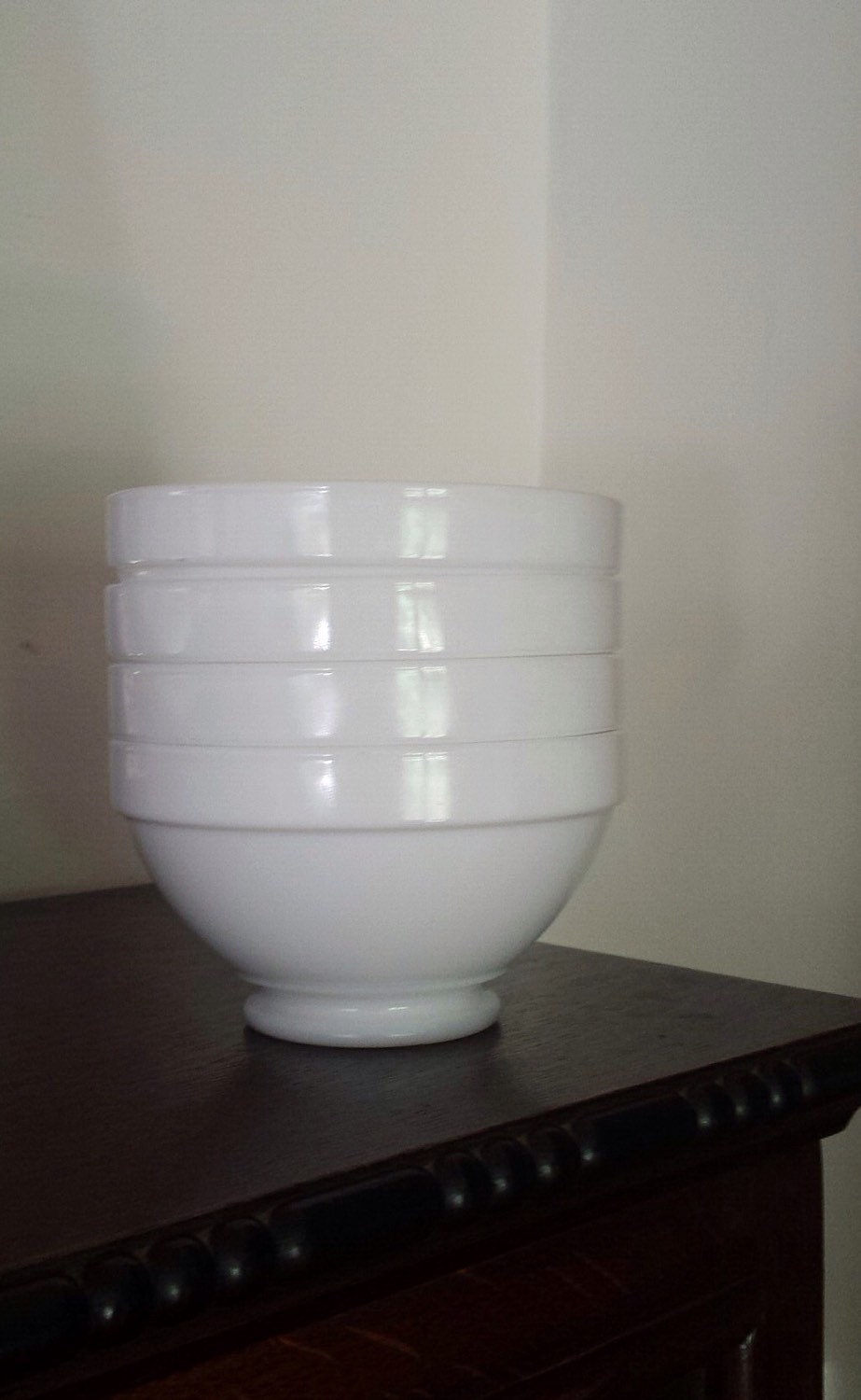 Vintage White Milk Glass Soup Dessert Bowls Set of Four *FREE SHIPPING