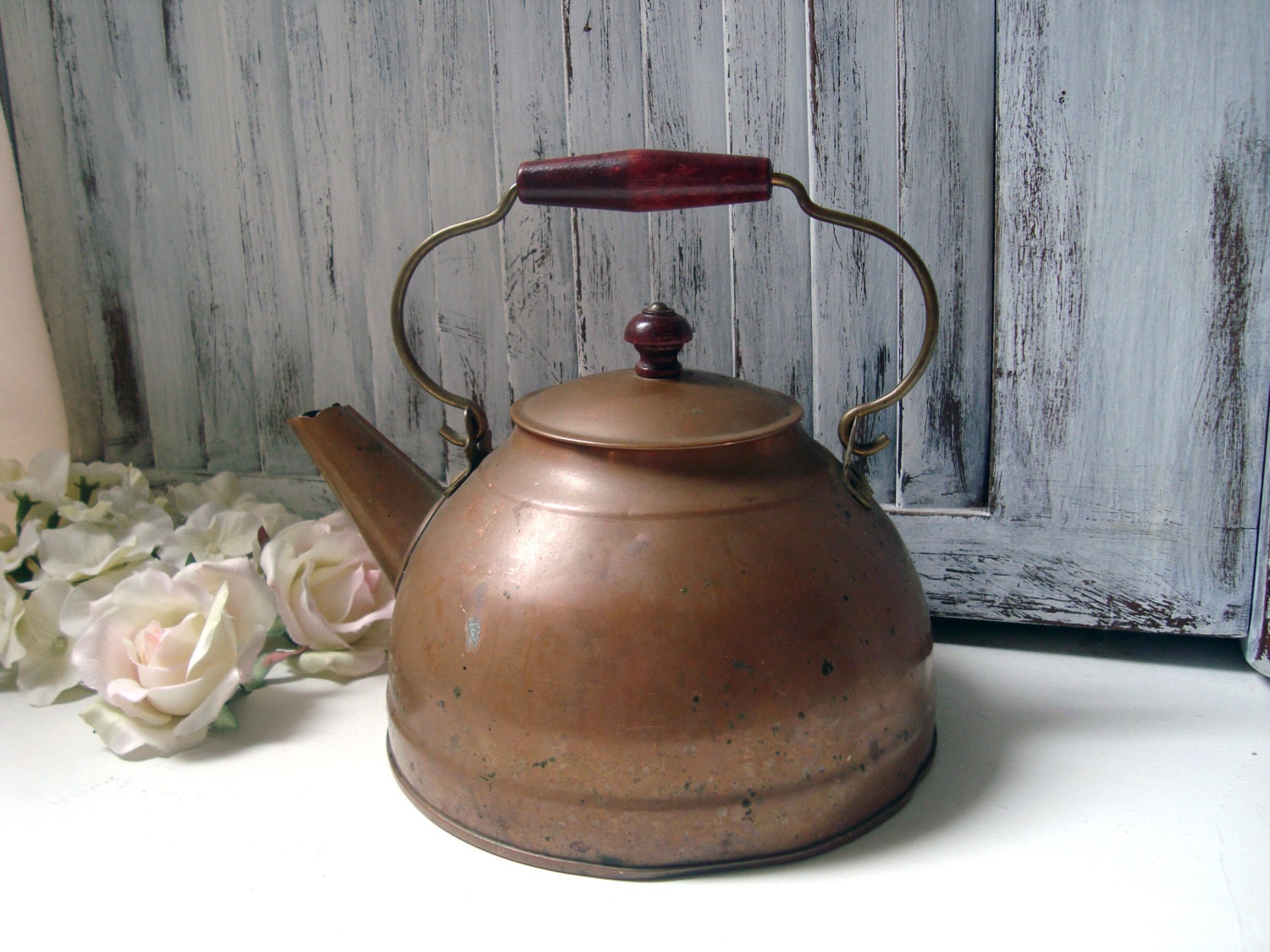 Vintage Tea Pot, Metal Patina Tea Pot, Decorative Tea Pot, Shabby Chic