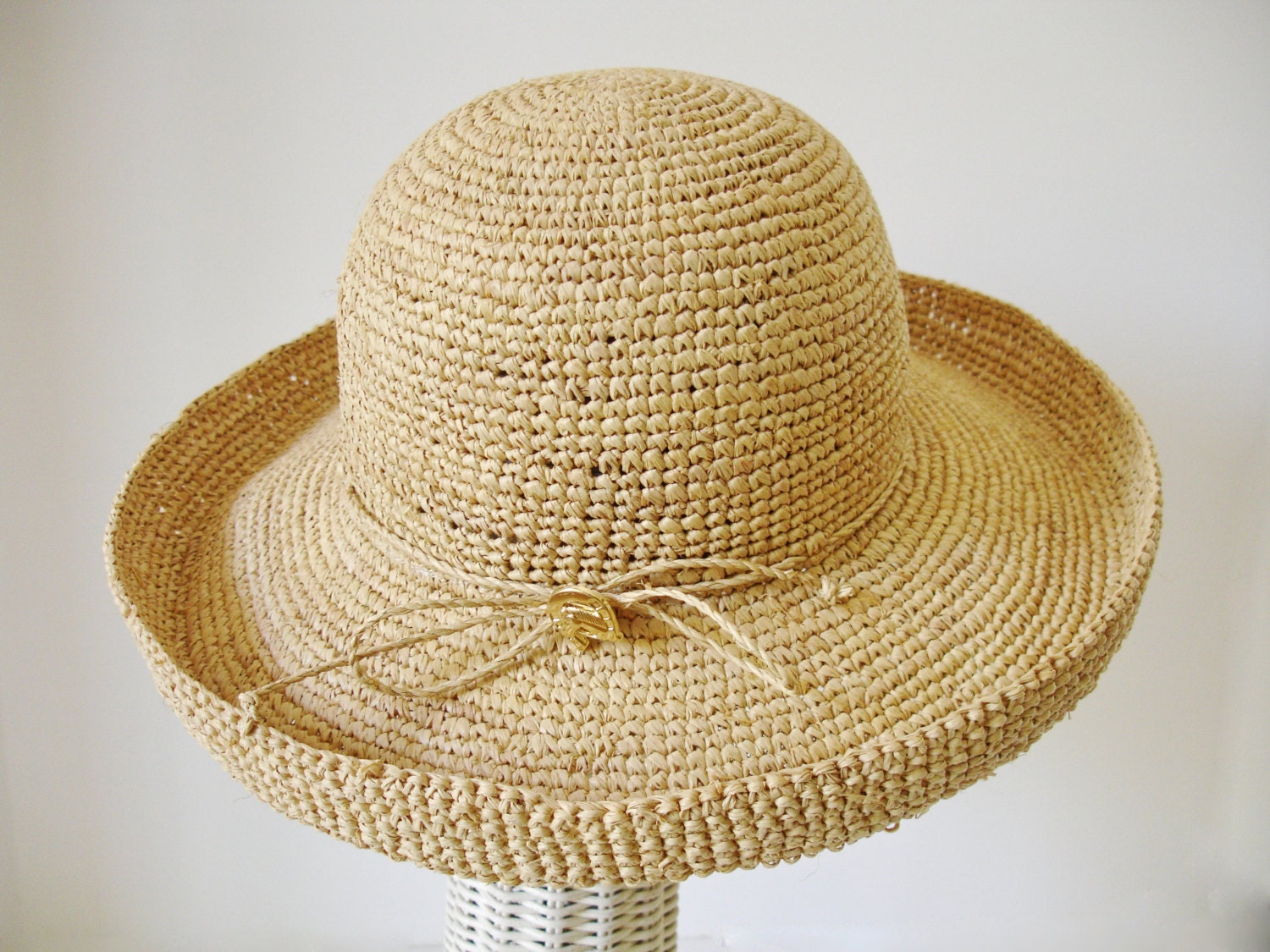 Horse Head Horseshoe Tight Weave Natural Raffia Crochet Hat