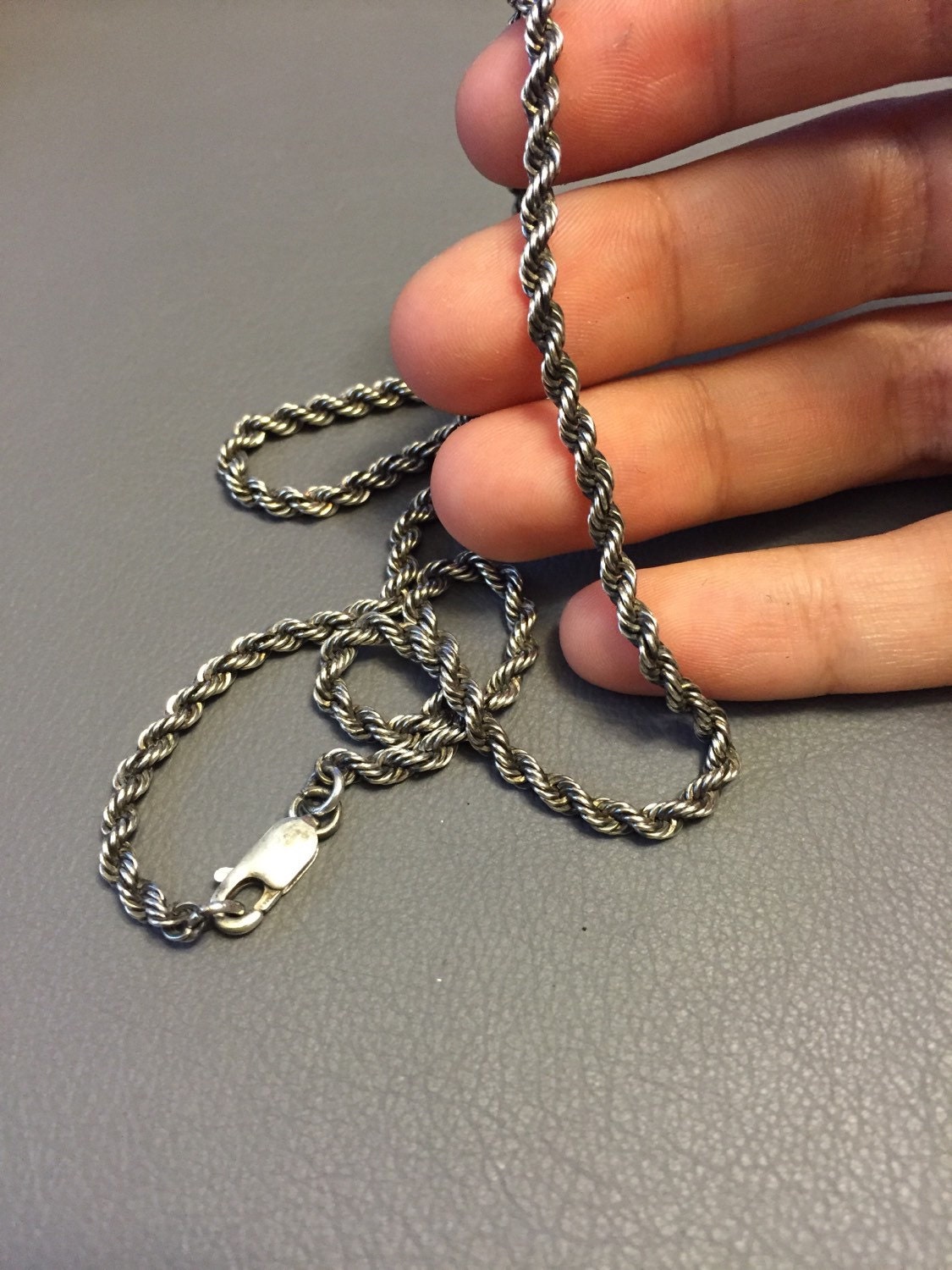 Vintage sterling silver rope chain, made in Italy, fine Italian chain ...