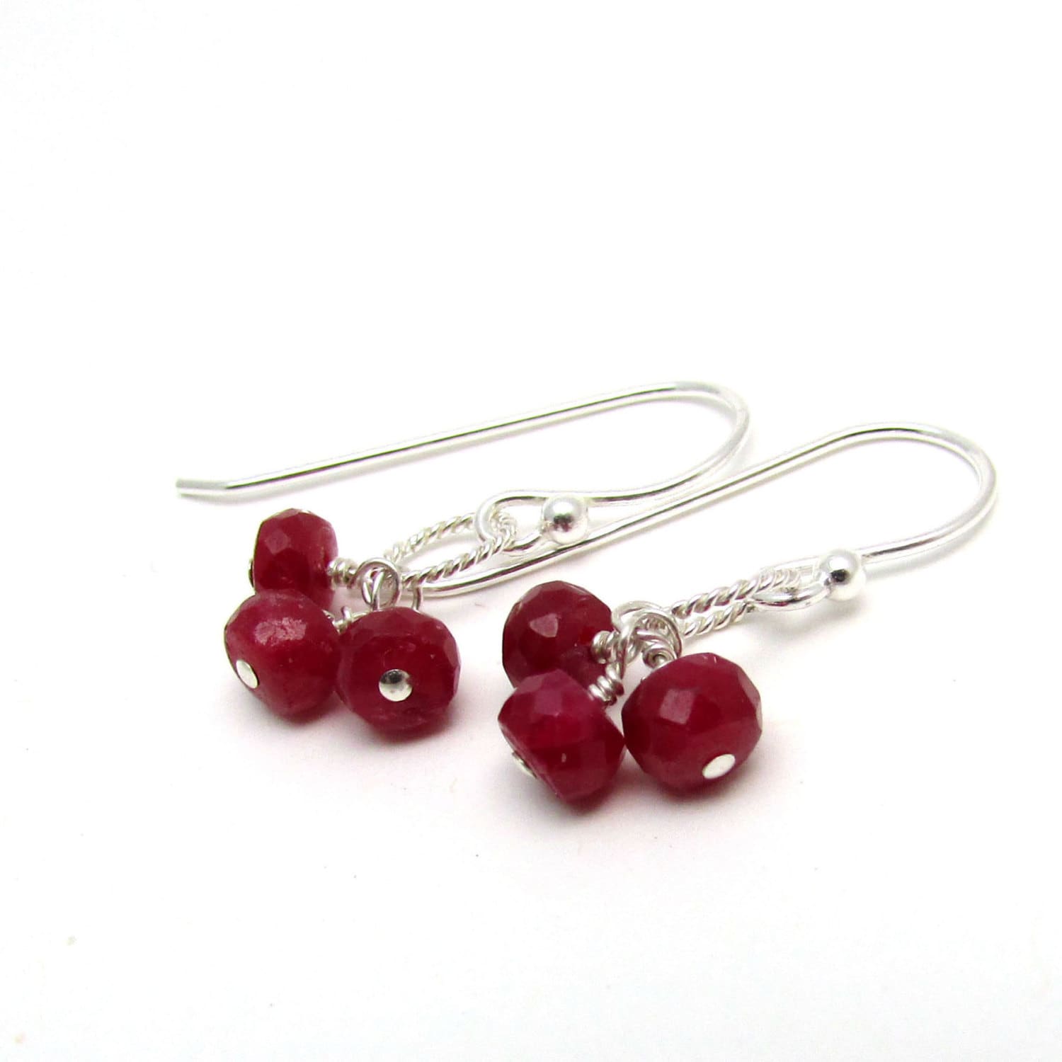 Red Ruby Earrings Red Cluster Earrings July Birthstone