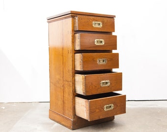 English Heart Pine Campaign Chest / File Cabinet