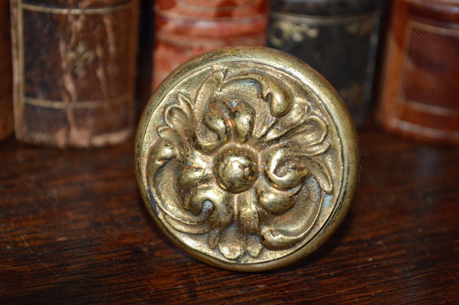 Antique Large Heavy French Ornate Brass Knobs Pulls Furniture