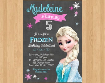 ELSA INVITATION, Frozen Chalkboard Invitation, Frozen Invitation, Frozen Party Invitation, Frozen Birthday Invite, Elsa Birthday Invitation