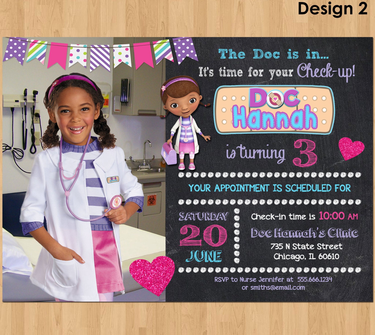 Doc McStuffins Birthday Invitation w/ Photo Doc McStuffin
