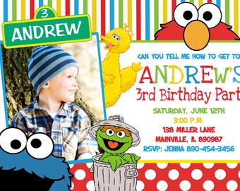 Sesame Street Birthday Party Invitation - Digital Printable File