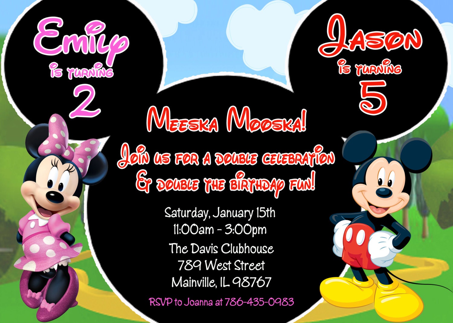 Mickey And Minnie Mouse Invitations For Twins 2