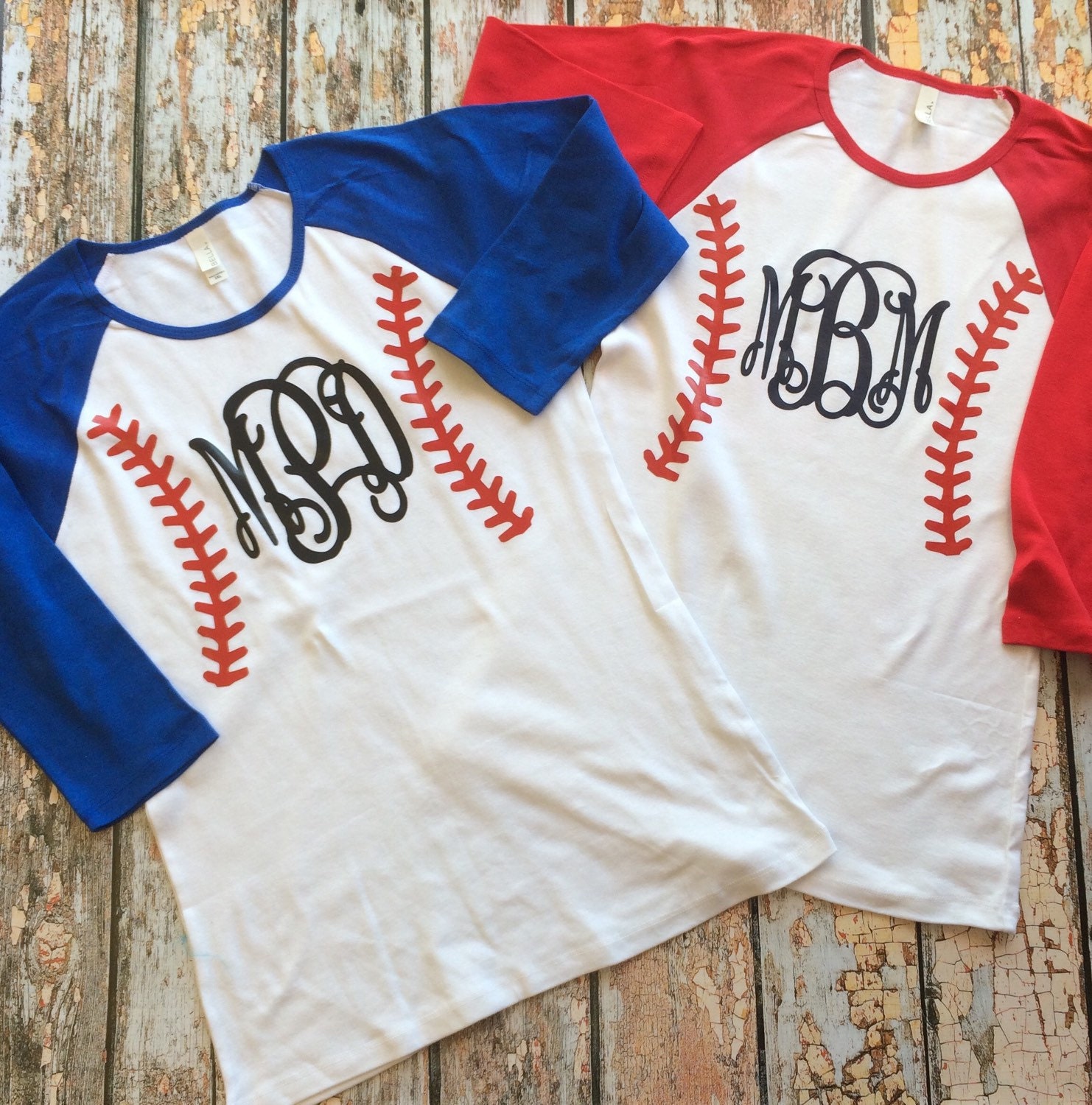 Baseball Monogram Raglan Shirt 3/4 sleeve Custom Baseball