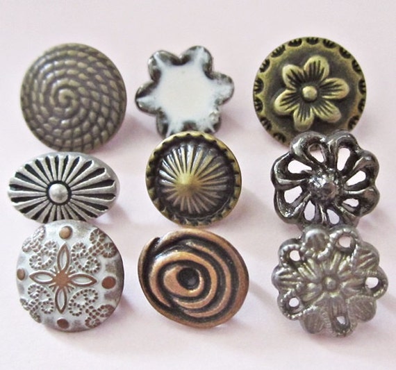 Metal buttons Wholesale lot 54 assorted tiny metal buttons