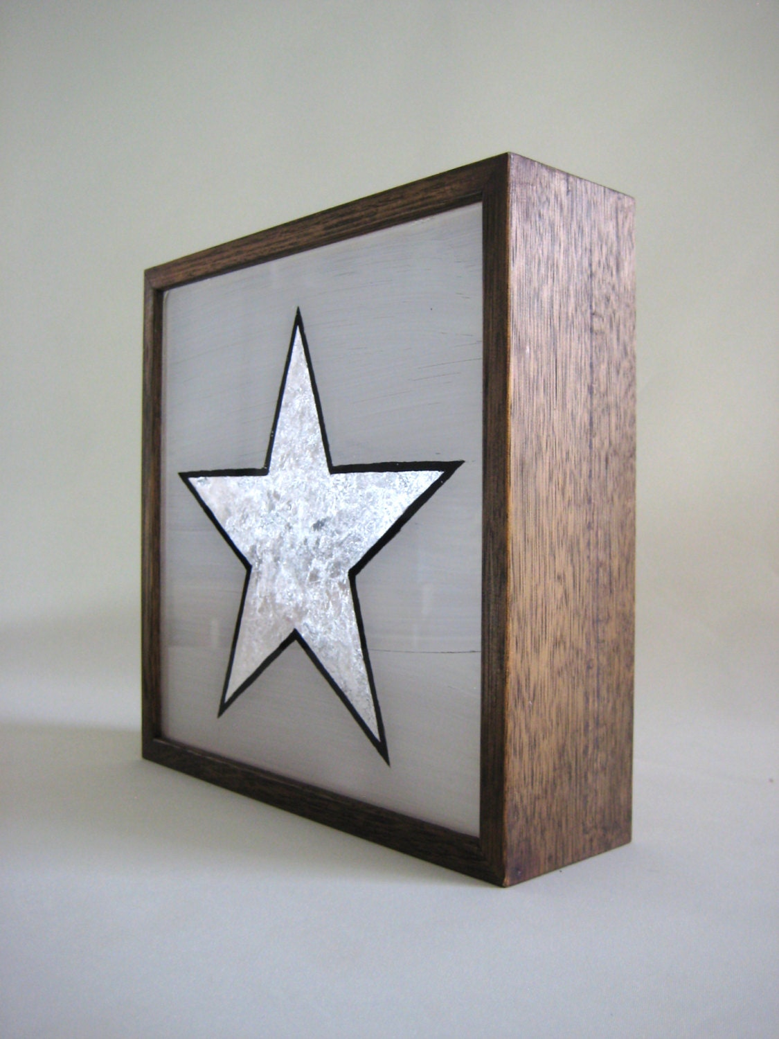 silver leaf star vintage wooden lightbox hand painted sign / silver leaf star vintage wooden lightbox hand painted sign /