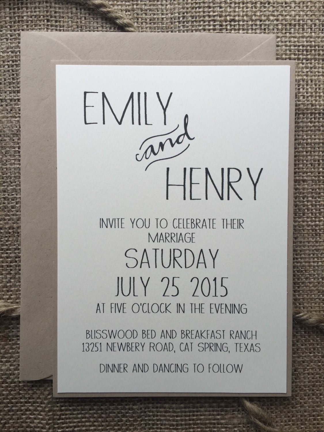 Rustic Modern Wedding Invitation Elegant Simple