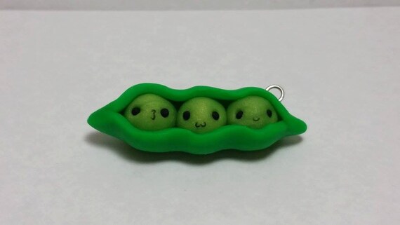 Handmade Polymer Clay Pea Pod