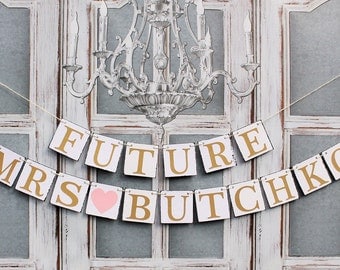 BRIDAL SHOWER Decorations - New Last Name Signs - Gold Blush Pink Wedding