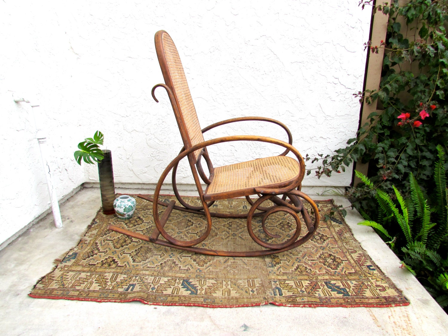 Vintage Bentwood Rocking Chair // Removable seat cushion //