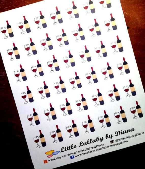 Set of 42 Wine Bottle Glass Stickers by LittleLullabybyDiana