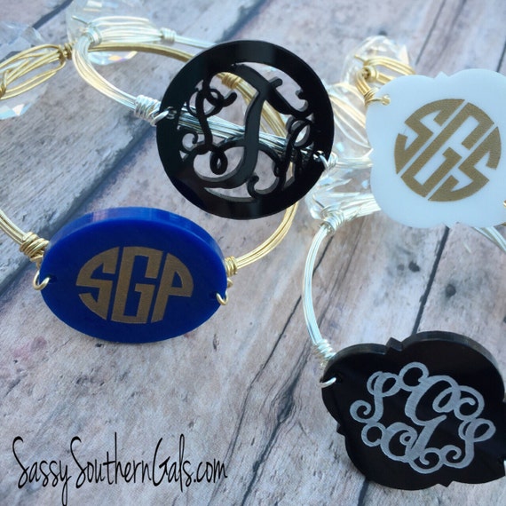 Engraved Monogrammed Bangle Bracelet by SassySouthernGals on Etsy