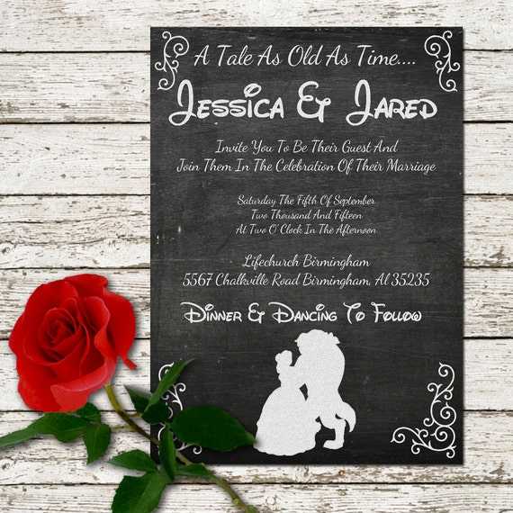 Beauty and the Beast Wedding Invitation by SweetTeaAndACactus